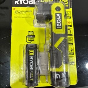 Ryobi Black and Yellow LED Pivoting Laser Flashlight Kit Brand New In Package